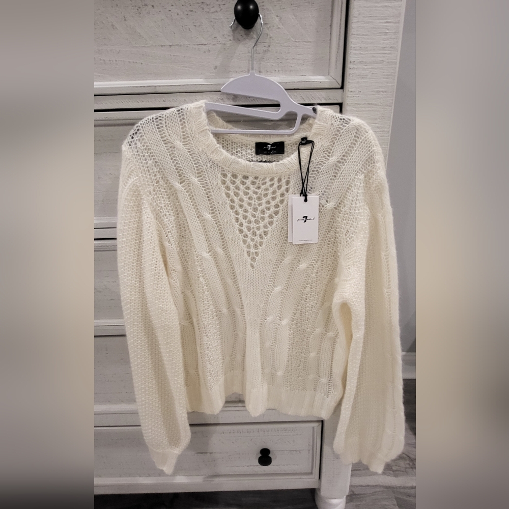 7 For All Mankind Women's Ivory Knit Sweater